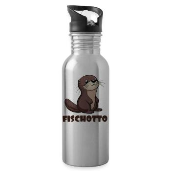 Otto Name, Fischotto Outfit for Name Day with Name - Water bottle with straw - silver - Right