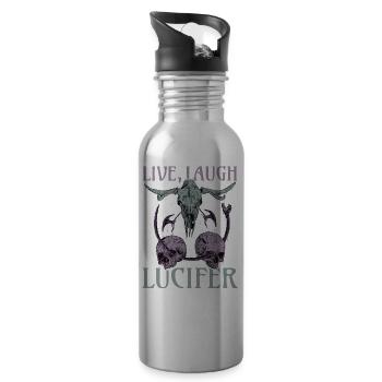 Live Love Lucifer Goth Festival Death Metal - Water bottle with straw - silver - Right