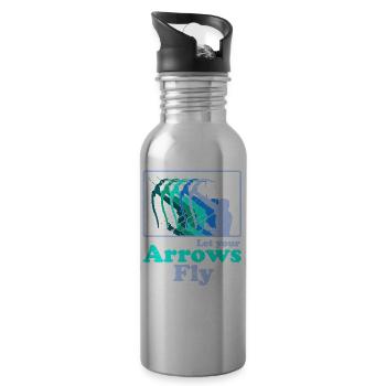 Bogensport Bogenschütze Bogenschießen Pfeil Bogen - Trinkflasche mit integriertem Trinkhalm - Lightsilver - Rechts