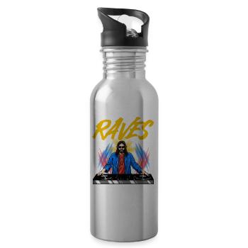 Rave Techno House Party EDM Festival Goa Electro - Water bottle with straw - silver - Right