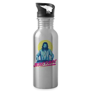 Rave Techno House Party EDM Festival Goa Electro - Trinkflasche mit integriertem Trinkhalm - Lightsilver - Rechts