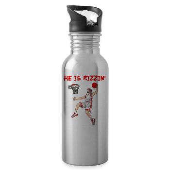 He is risen! Outfit für Ostern, Basketball Jesus - Trinkflasche mit integriertem Trinkhalm - Lightsilver - Rechts