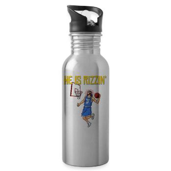 He is risen! Outfit für Ostern, Basketball Jesus - Trinkflasche mit integriertem Trinkhalm - Lightsilver - Rechts