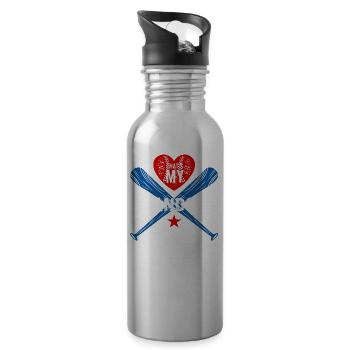 Großvater "Das Ist Mein Enkel Da Draußen" Baseball - Trinkflasche mit integriertem Trinkhalm - Lightsilver - Rechts