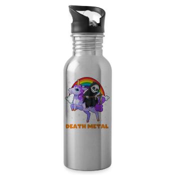 Goth Rock Satan Einhorn Festivals Death Metal - Trinkflasche mit integriertem Trinkhalm - Lightsilver - Rechts