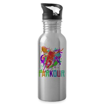 Parkour, Freerunning, Street Workout, Acrobatic - Trinkflasche mit integriertem Trinkhalm - Lightsilver - Rechts