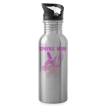 Sphynx Katzen Mama, Katzenliebhaber Nacktkatze - Trinkflasche mit integriertem Trinkhalm - Lightsilver - Rechts