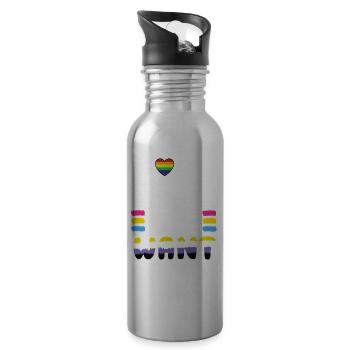 Love Who You Want – Gay Pride Month - Water bottle with straw - silver - Right