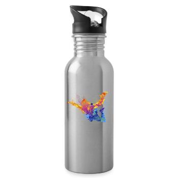 Skydive Freefly Fallschirmspringer Shirt Skydiving - Water bottle with straw - silver - Right