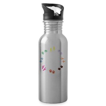 Nice "against racism" Refugees Welcome - Water bottle with straw - silver - Right