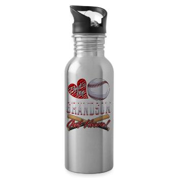 Großvater "Das Ist Mein Enkel Da Draußen" Baseball - Trinkflasche mit integriertem Trinkhalm - Lightsilver - Rechts