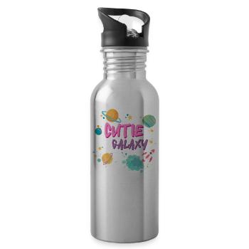 Cutie of Galaxy! Cute Girl, Kids, Baby Girl - Water bottle with straw - silver - Right