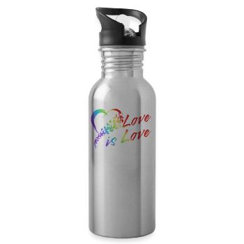 Genre Lesbiennes, Gays, Trans, Queer Arc-en-ciel - Gourde avec paille intégrée - argent clair - Droite