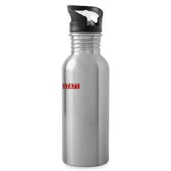 Nice "against racism" Refugees Welcome - Water bottle with straw - silver - Right
