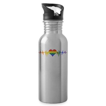 Gender Lesben, Schwule, Trans, Queer Regenbogen - Trinkflasche mit integriertem Trinkhalm - Lightsilver - Rechts
