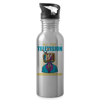 Brainwashing Kill your TV Fake News Portest - Water bottle with straw - silver - Right