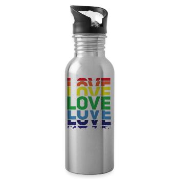 Gender Lesben, Schwule, Trans, Queer Regenbogen - Trinkflasche mit integriertem Trinkhalm - Lightsilver - Rechts