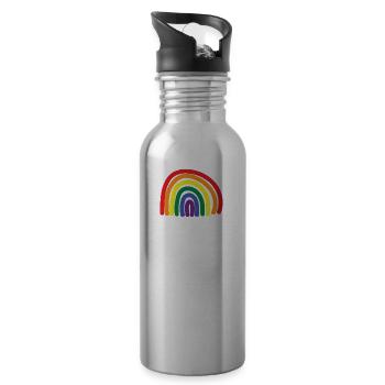 Gender Lesben, Schwule, Trans, Queer Regenbogen - Trinkflasche mit integriertem Trinkhalm - Lightsilver - Rechts