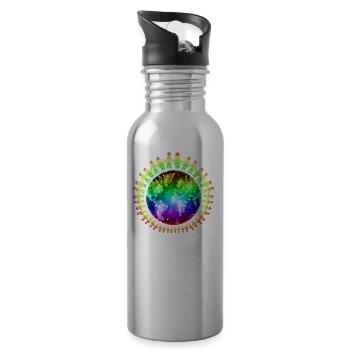 Nice "against racism" Refugees Welcome - Water bottle with straw - silver - Right