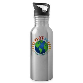 Nice "against racism" Refugees Welcome - Water bottle with straw - silver - Right