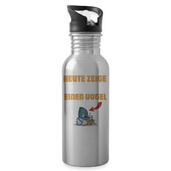 Oiseau pour les farceurs et les amateurs d’humour nerd - Gourde avec paille intégrée - argent clair - Droite