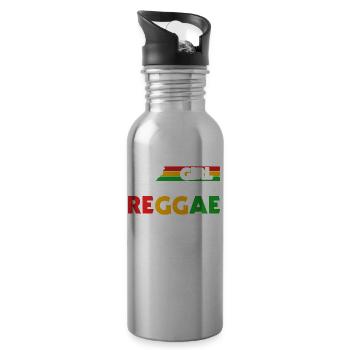 Rastafari Music Rasta Jamaica Reggae - Water bottle with straw - silver - Right