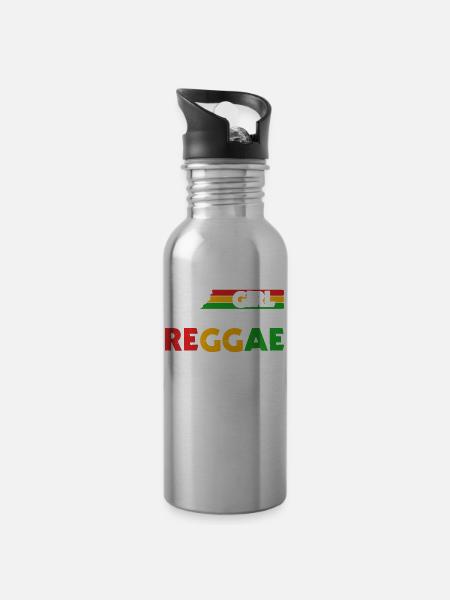 Rastafari Girl, Festival Rasta Jamaïque Reggae - Gourde avec paille intégrée - argent clair