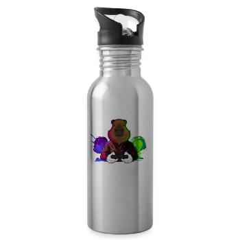 Outfit for students, fun for school days and gamers - Water bottle with straw - silver - Right