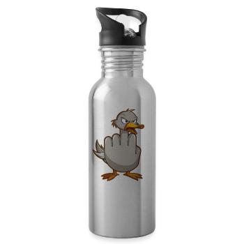 Funny Rude Seagulls Funny Gift - Water bottle with straw - silver - Right