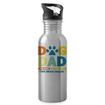 Vintage chien papa chien amoureux des animaux Chiens - Gourde avec paille intégrée - argent clair - Droite
