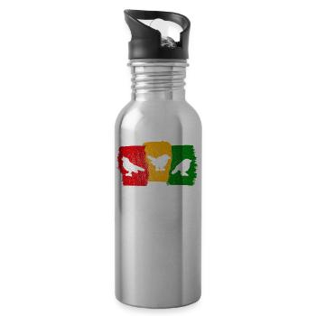 Rastafari Music Vibes Only Rasta Jamaica Reggae - Water bottle with straw - silver - Right