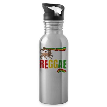 Rastafari Music Vibes Only Rasta Jamaica Reggae - Water bottle with straw - silver - Right