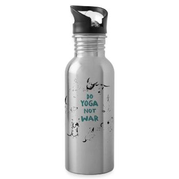 Yoga dogs - Water bottle with straw - silver - Right