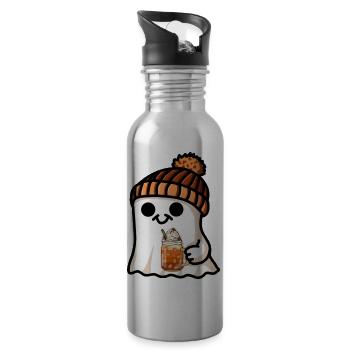 Halloween Fantôme Chapeau Citrouille Thé Café Automne Mignon - Gourde avec paille intégrée - argent clair - Droite