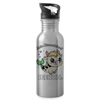 Zodiac sign Taurus Manatee - Water bottle with straw - silver - Right
