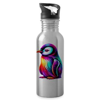 Pingouin - Gourde avec paille intégrée - argent clair - Droite
