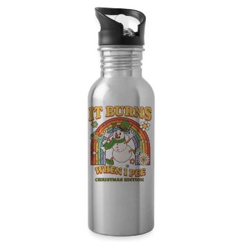 Winter Edition "It Burns when i Pee"! sarkastisch - Trinkflasche mit integriertem Trinkhalm - Lightsilver - Rechts