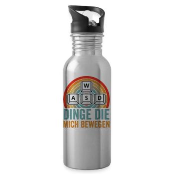 Dinge, die mich bewegen Gaming retro für Zocker - Trinkflasche mit integriertem Trinkhalm - Lightsilver - Rechts