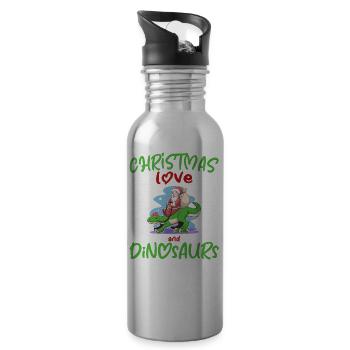 Dino Junge Boy Kinder Weihnachen Liebe Dinosaurier - Trinkflasche mit integriertem Trinkhalm - Lightsilver - Rechts