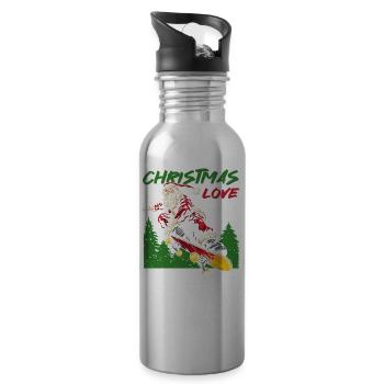 Heavy Hard Metal Weihnachten, Liebe Rock 'n' Roll - Trinkflasche mit integriertem Trinkhalm - Lightsilver - Rechts