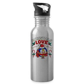 Joueur de volley-ball équipe club Noël, amour - Gourde avec paille intégrée - argent clair - Droite