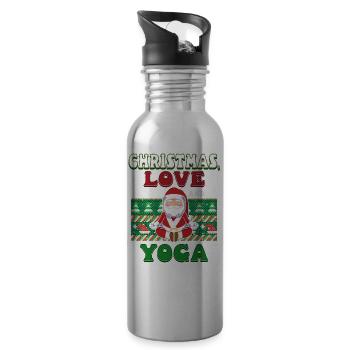 Yogini Yoga Meditation Christmas, Love and Yoga - Water bottle with straw - silver - Right