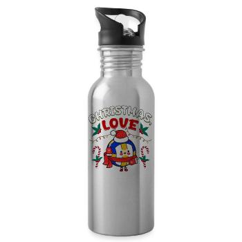 Joueur de volley-ball équipe club Noël, amour - Gourde avec paille intégrée - argent clair - Droite