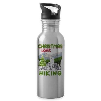 Frohes Fest Weihnachten, Liebe & Wandern - Trinkflasche mit integriertem Trinkhalm - Lightsilver - Rechts