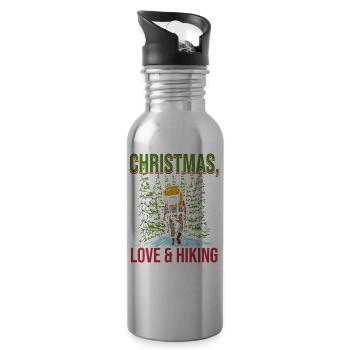 Frohes Fest Weihnachten, Liebe & Wandern - Trinkflasche mit integriertem Trinkhalm - Lightsilver - Rechts