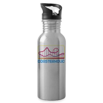 Roller coaster amusement park funfair amusement park - Water bottle with straw - silver - Right