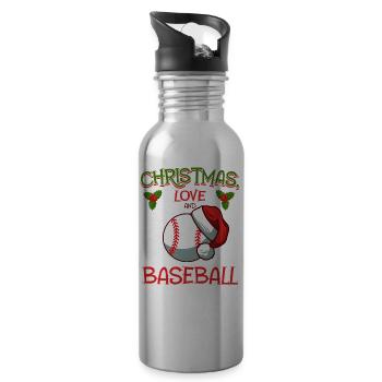 Joueur de baseball équipe club Noël amour - Gourde avec paille intégrée - argent clair - Droite