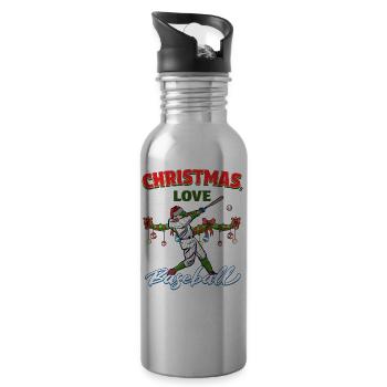 Joueur de baseball équipe club Noël amour - Gourde avec paille intégrée - argent clair - Droite