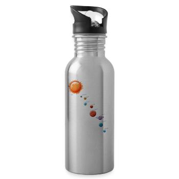 Solar System Pendulum Physics Planets Science - Water bottle with straw - silver - Right
