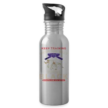 Motivation Martial Arts Brazilian Jiu-Jitsu - Water bottle with straw - silver - Right